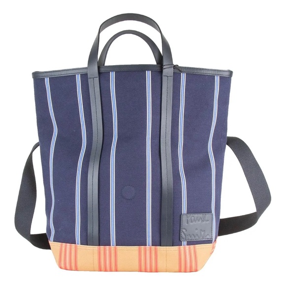 Paul Smith Handbags - Paul Smith Navy and Tan Striped  Bag